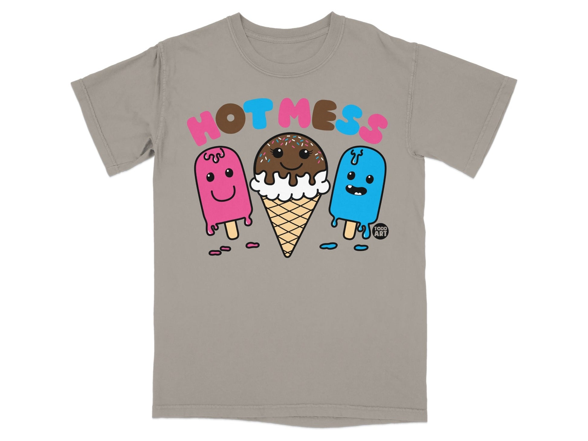 Hot Mess Ice Cream Character T-Shirt for Summer Fun