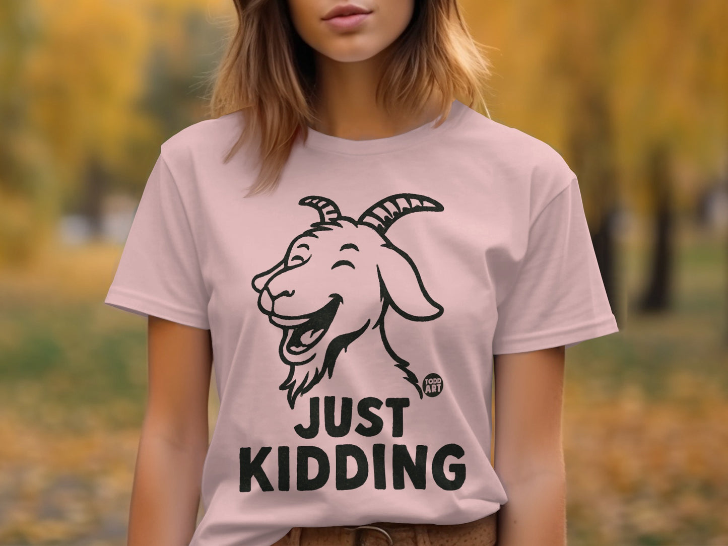 Funny Goat Just Kidding Graphic Tee Shirt
