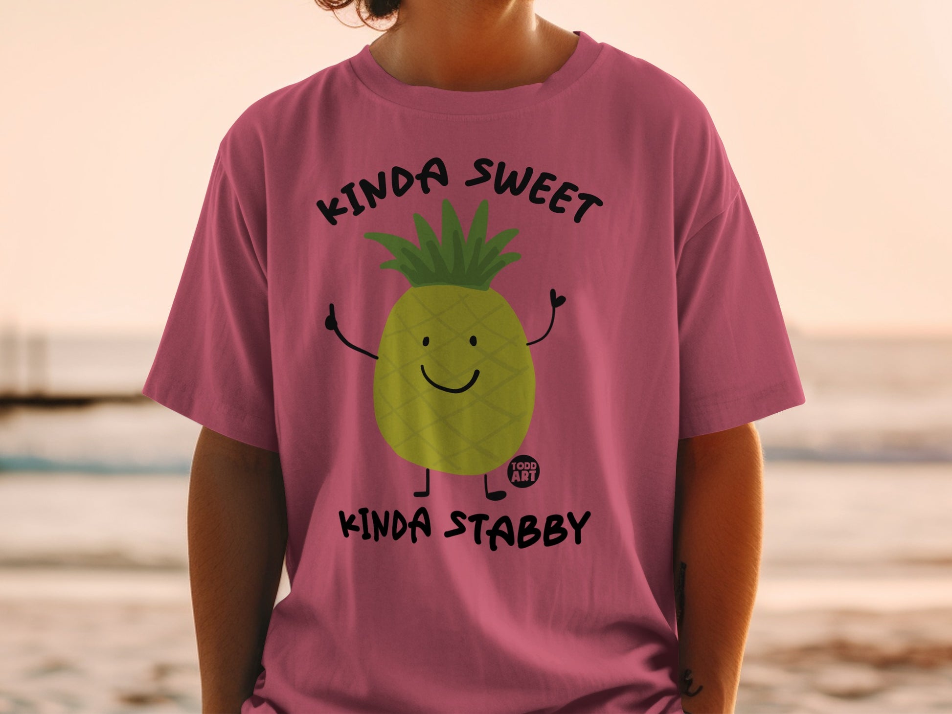 Pink Kinda Sweet Kinda Stabby Pineapple Todd Art T-Shirt