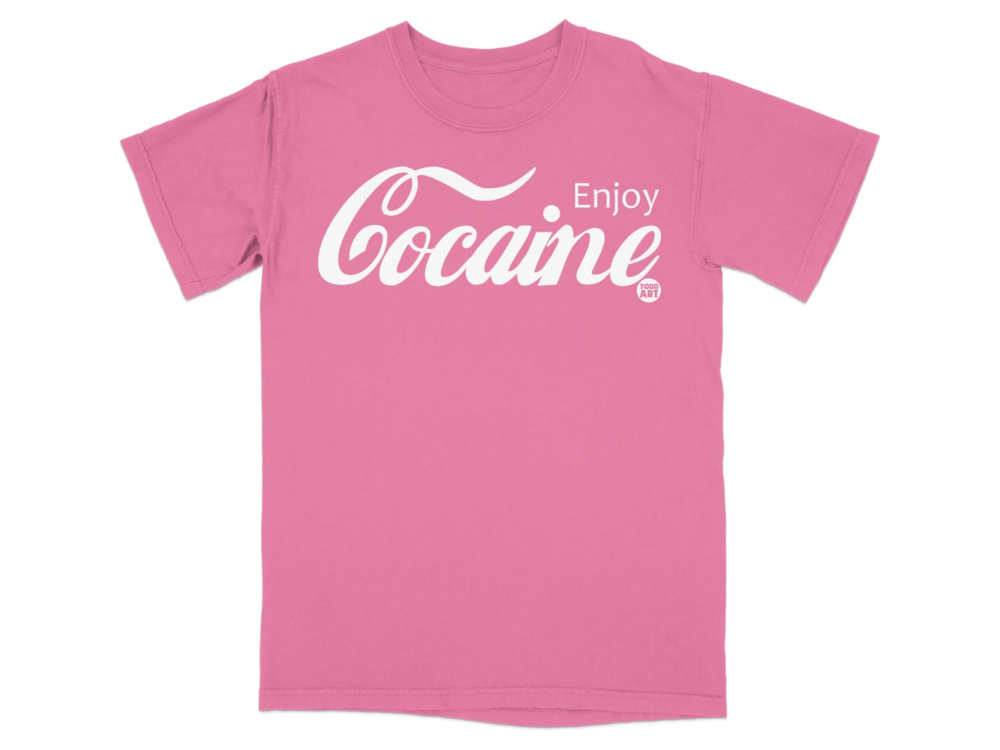 Enjoy Cocaine Parody Pink Graphic Tee