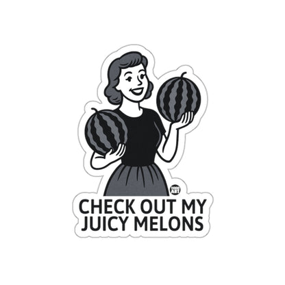 Check Out My Juicy Melons Funny Retro Sticker