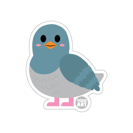 Cute Todd Art Pigeon Sticker with Pink Cheeks Sticker
