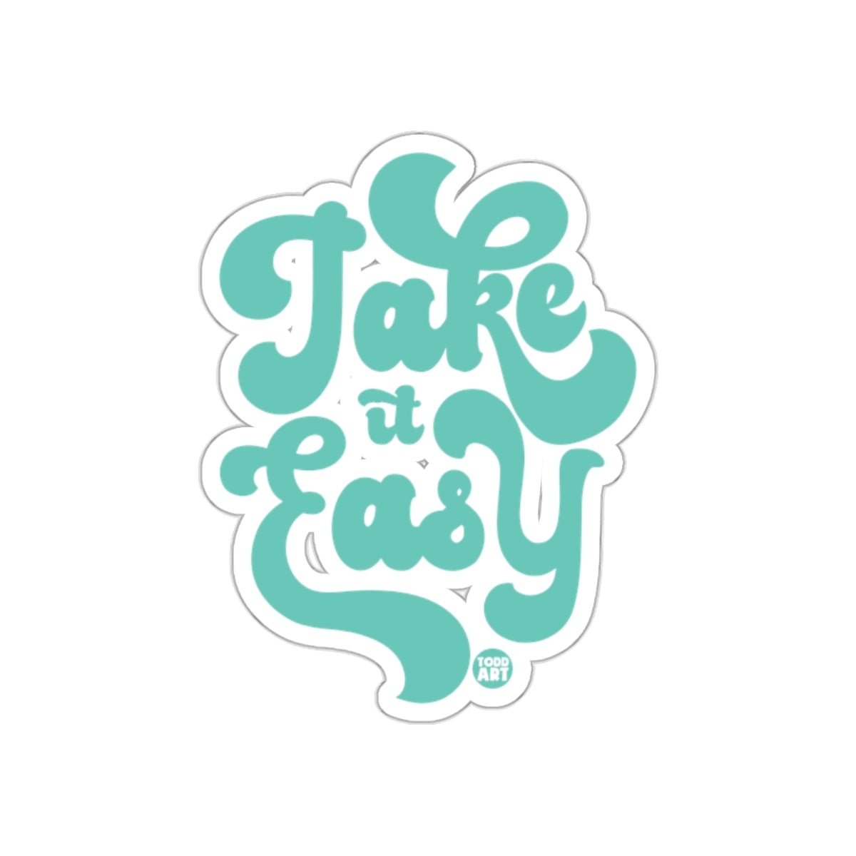 Take It Easy White and Teal Sticker Product