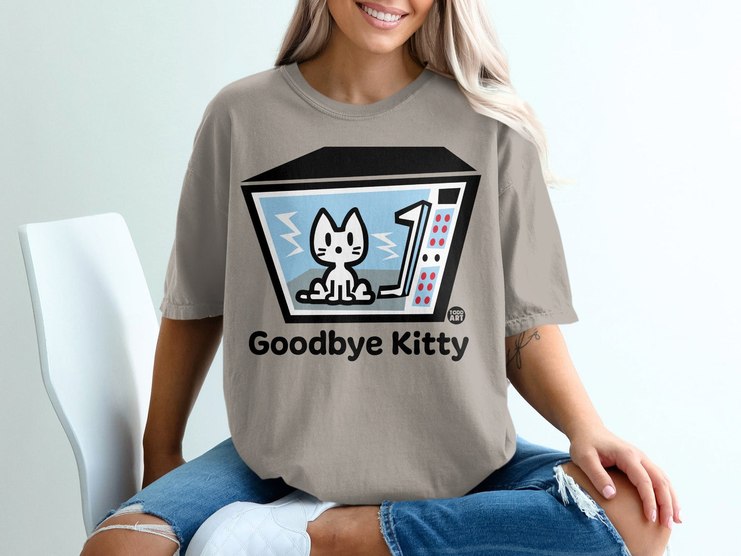 Goodbye Kitty Distressed Retro Style T-Shirt