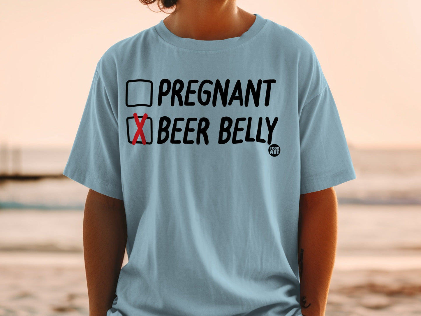 Pregnant or Beer Belly Funny Graphic T-Shirt