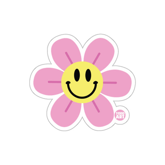 Retro Style Pink Floral Smiley Face for Good Vibes sticker