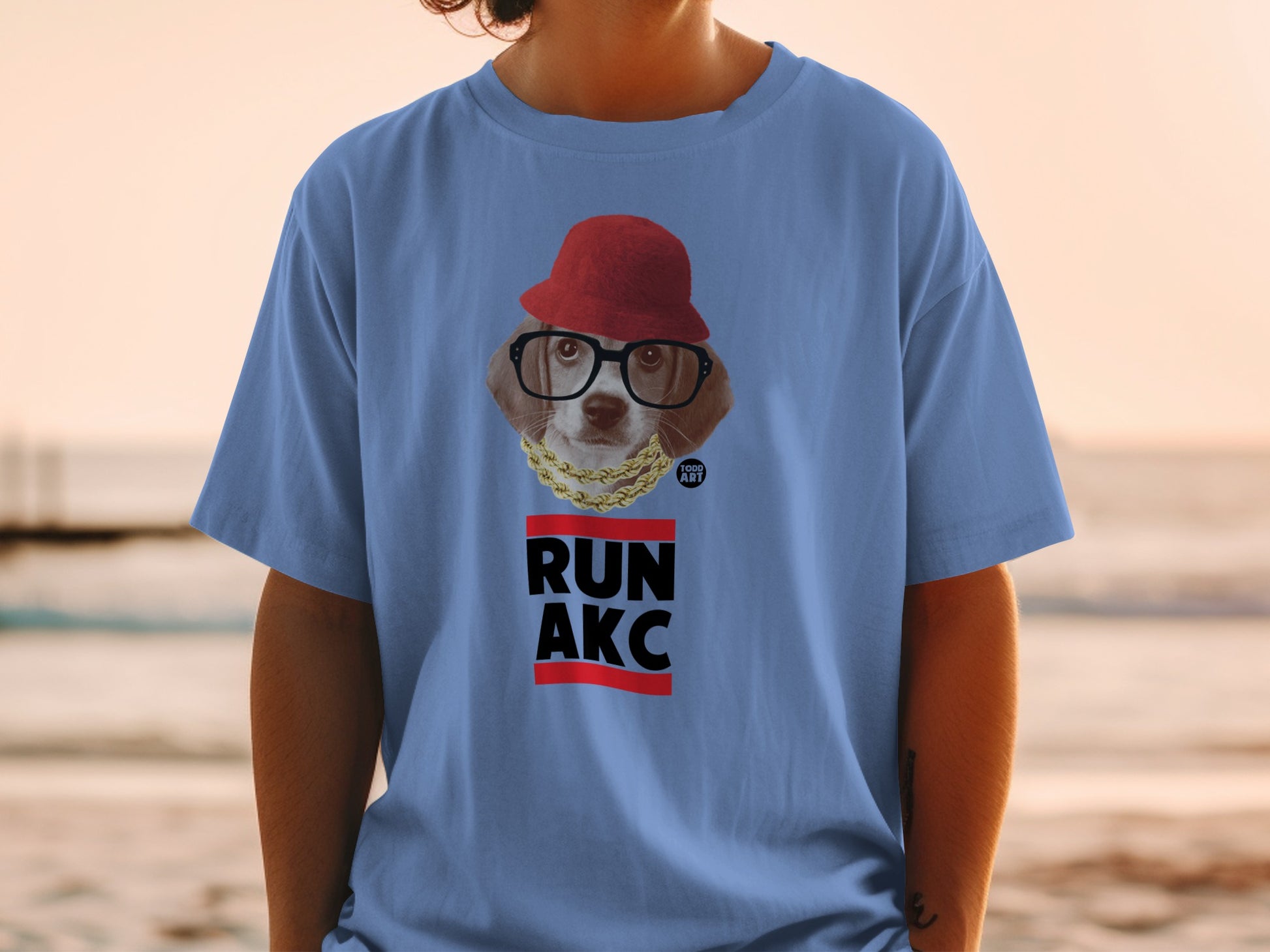 Run AKC Graphic Dog in Glasses and Hat Shirt