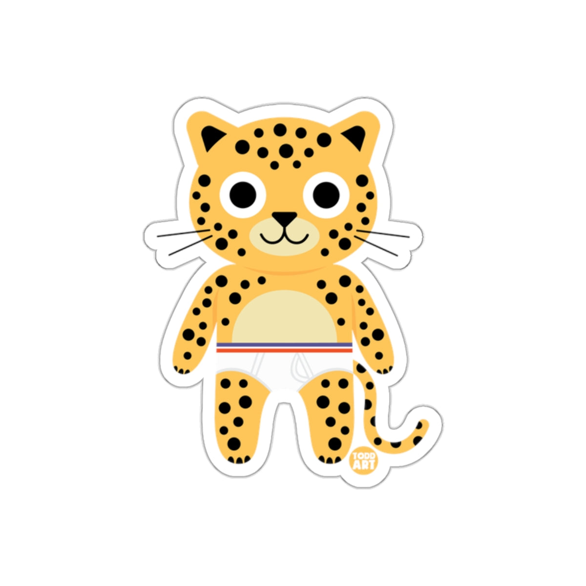 Cute Cartoon Leopard Wearing Shorts Sticker