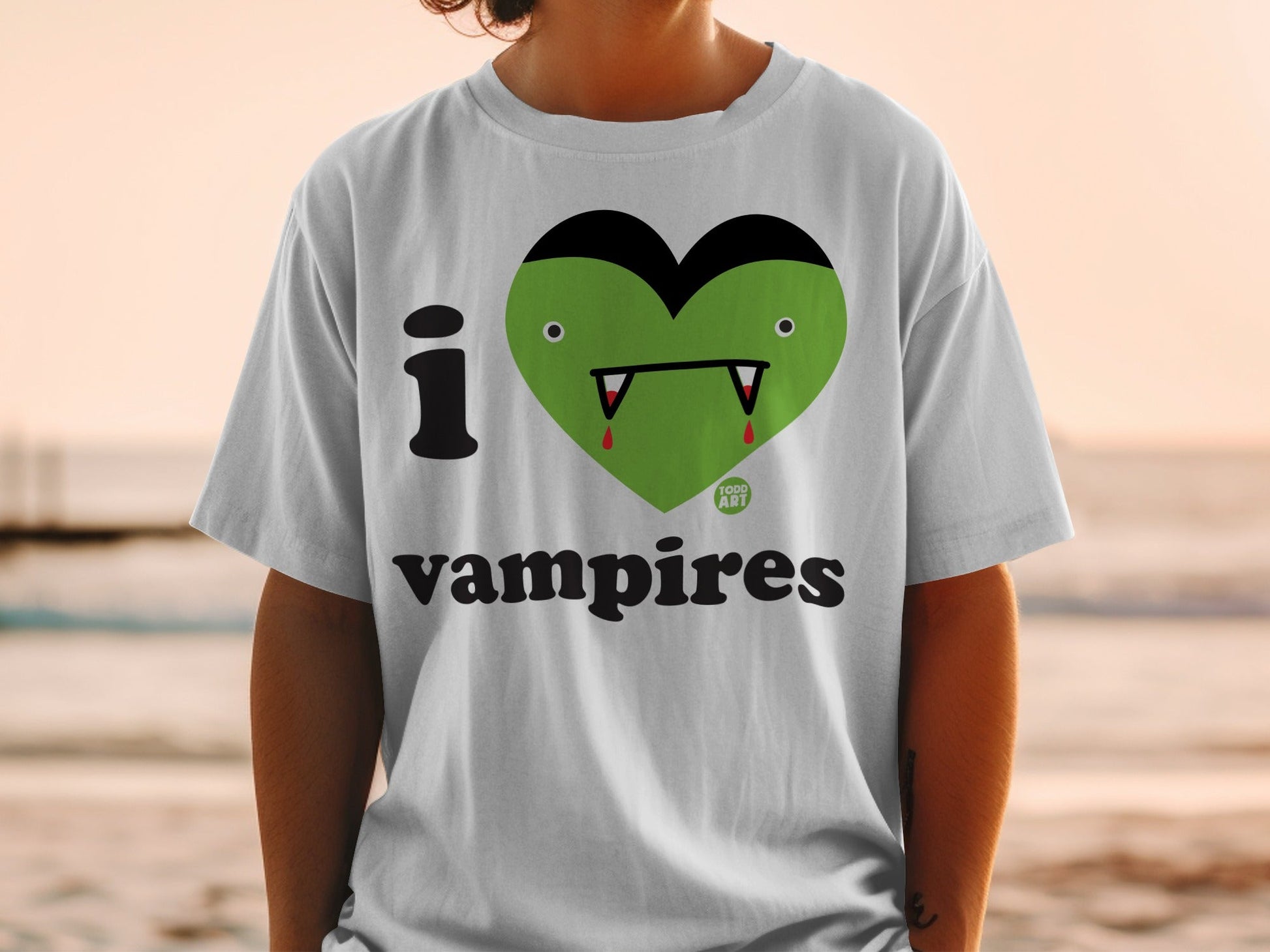 I Love Vampires Graphic Tee Shirt Halloween Design