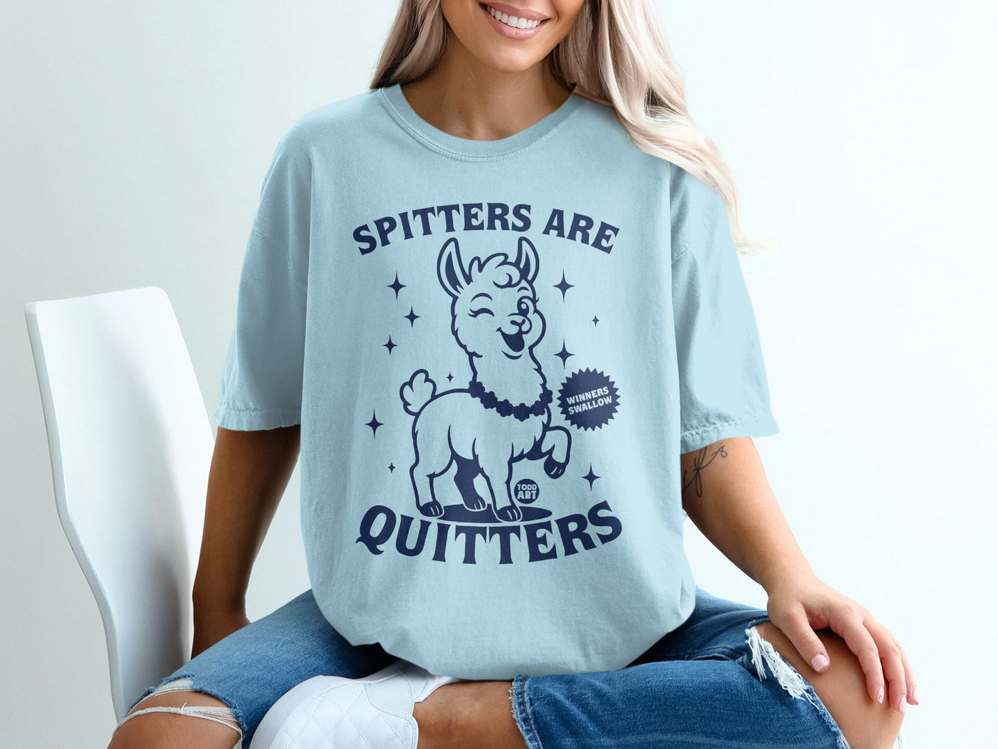 Funny Spitters Are Quitters Cute Llama T-shirt Product