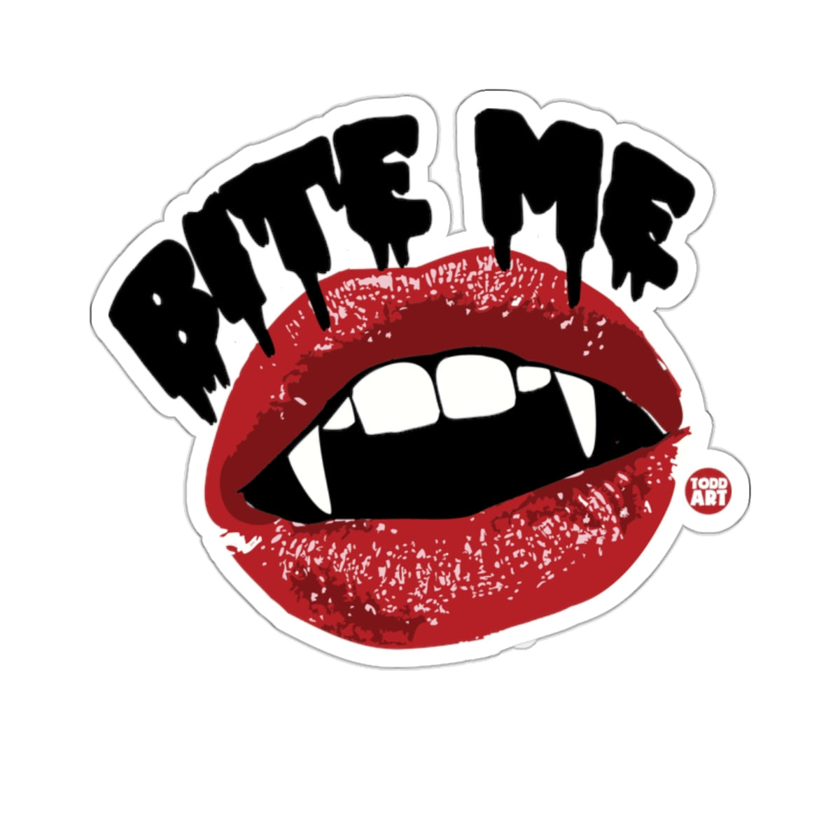 Vampire Lips Fangs Drippy Bite Me Text Goth 