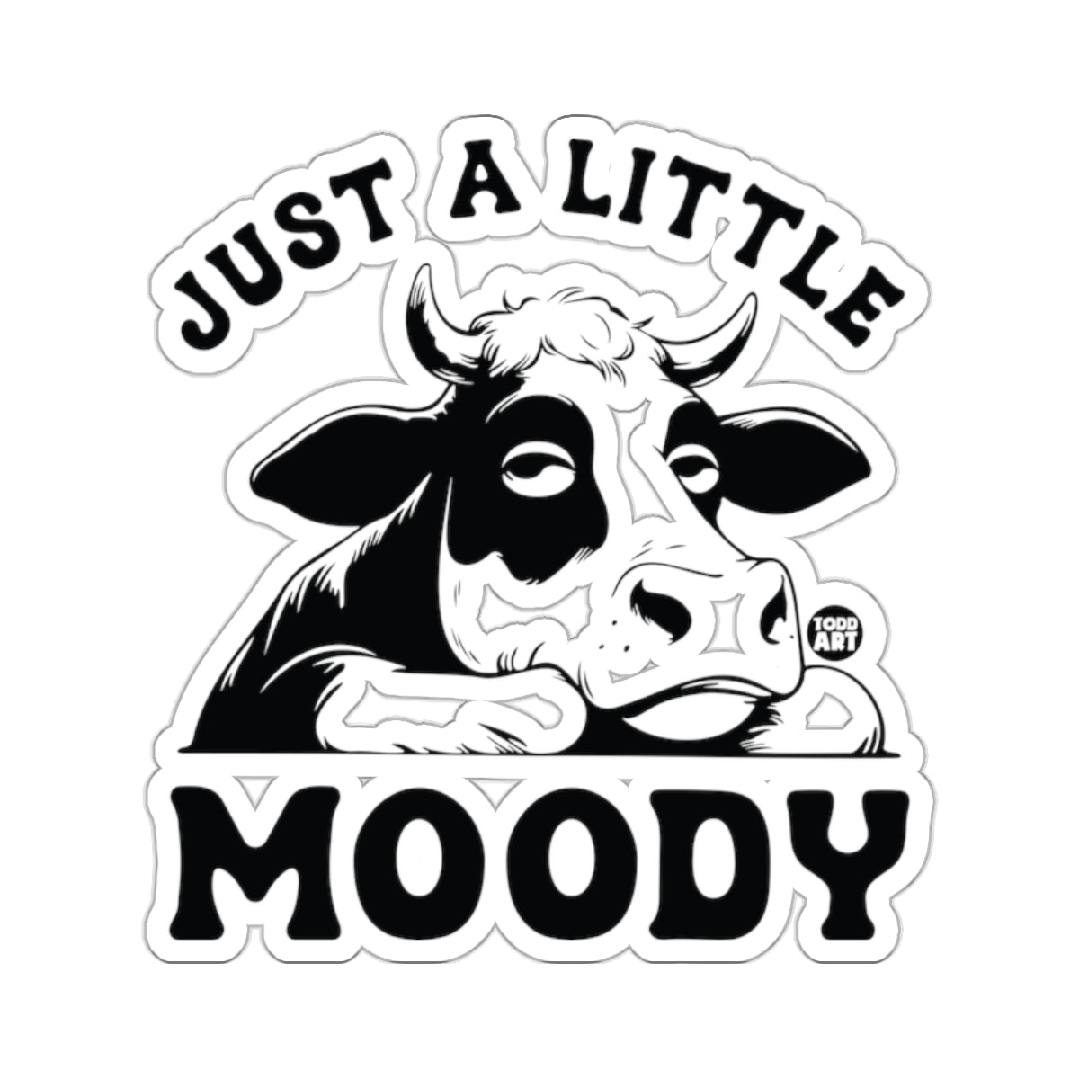 Just A Little Moody Black White Cow Illustration 