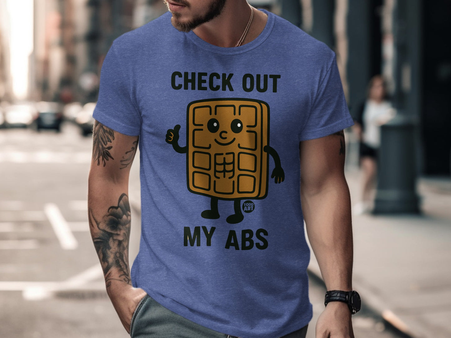 Check Out My Abs Funny Waffle Character T-Shirt