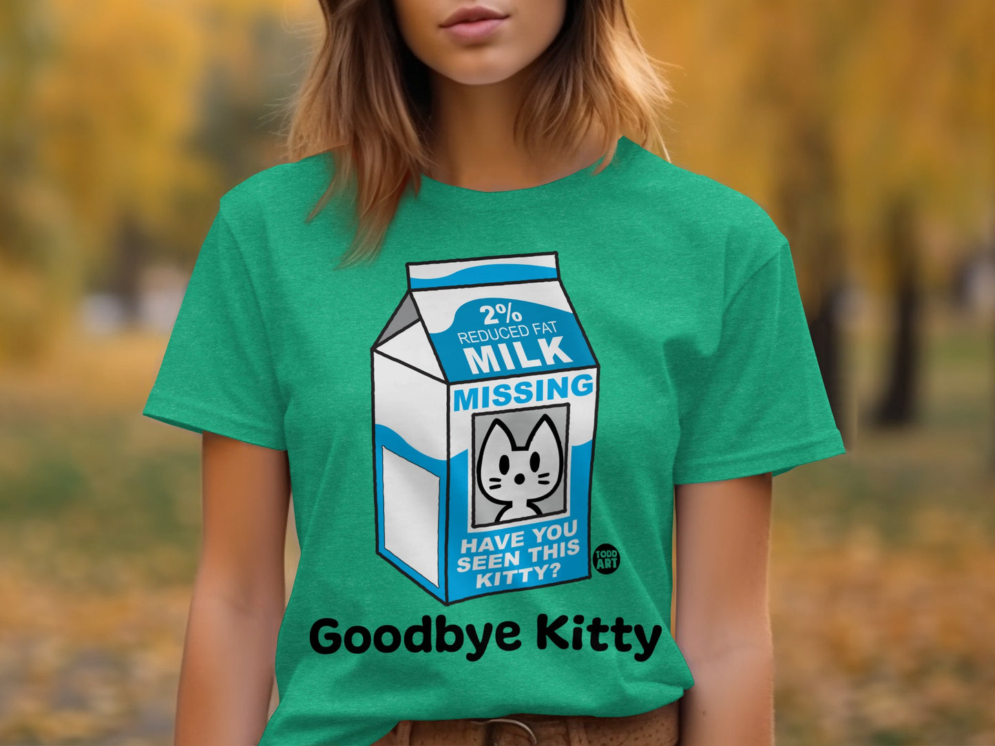 Goodbye Kitty Missing Milk Carton Design T Shirt