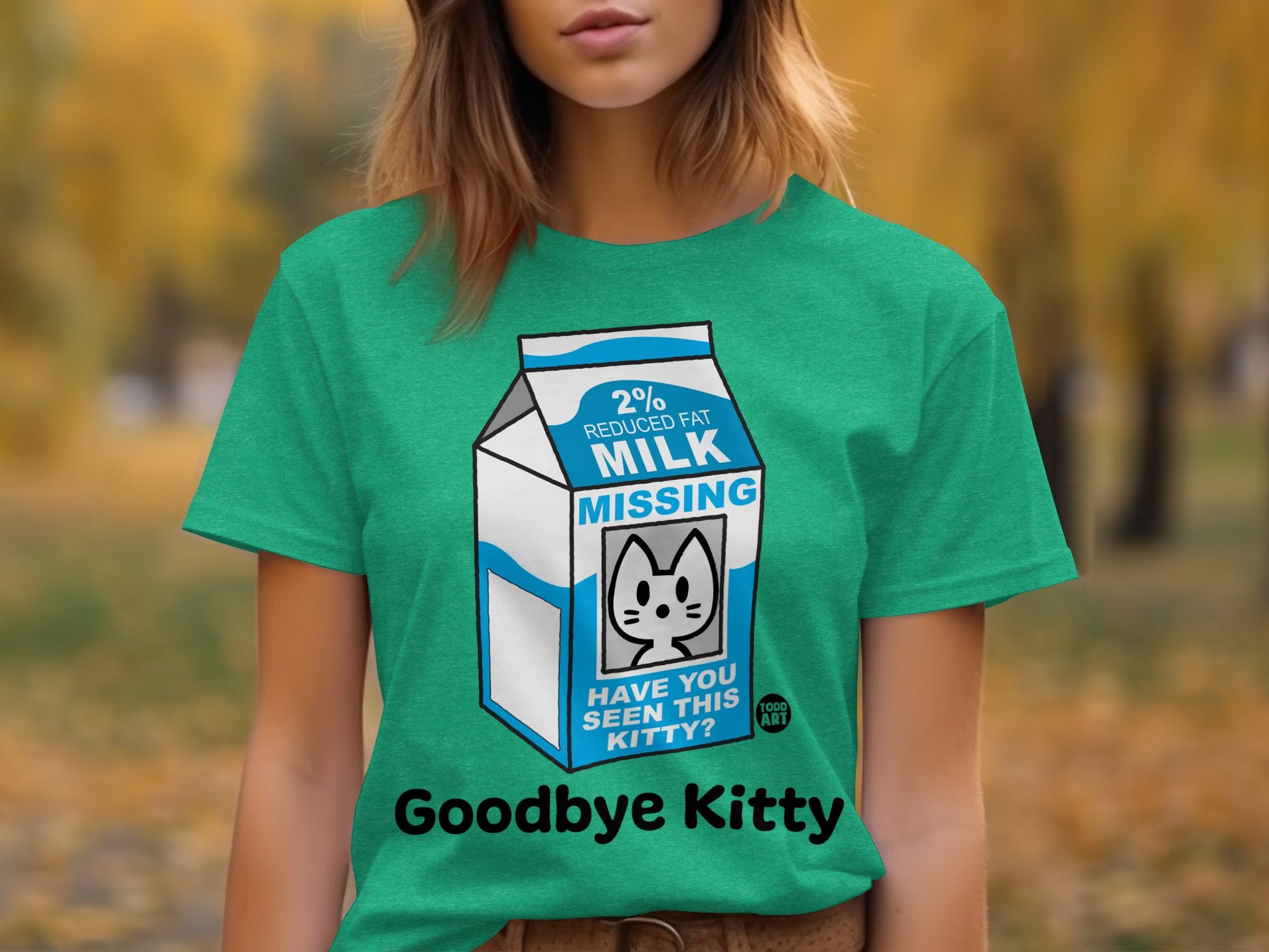 Goodbye Kitty Missing Milk Carton Design T Shirt