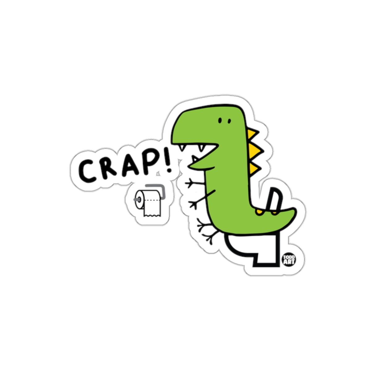 Cute Dinosaur Sitting on Toilet Funny Sticker