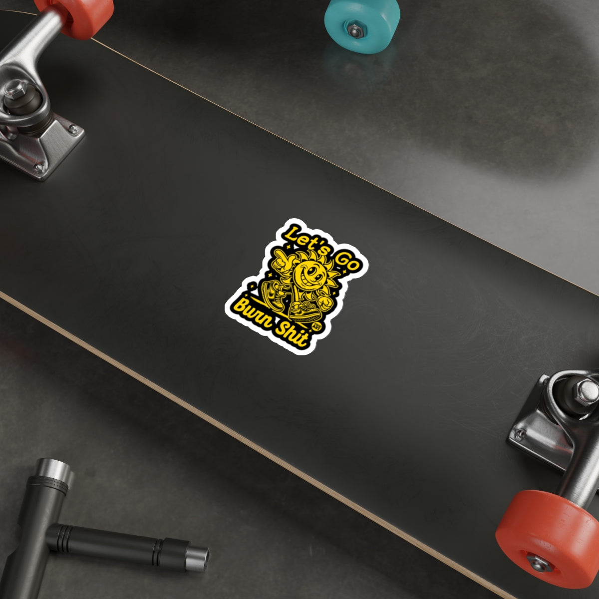 Let's Go Burn Shit Sun Character Sticker 