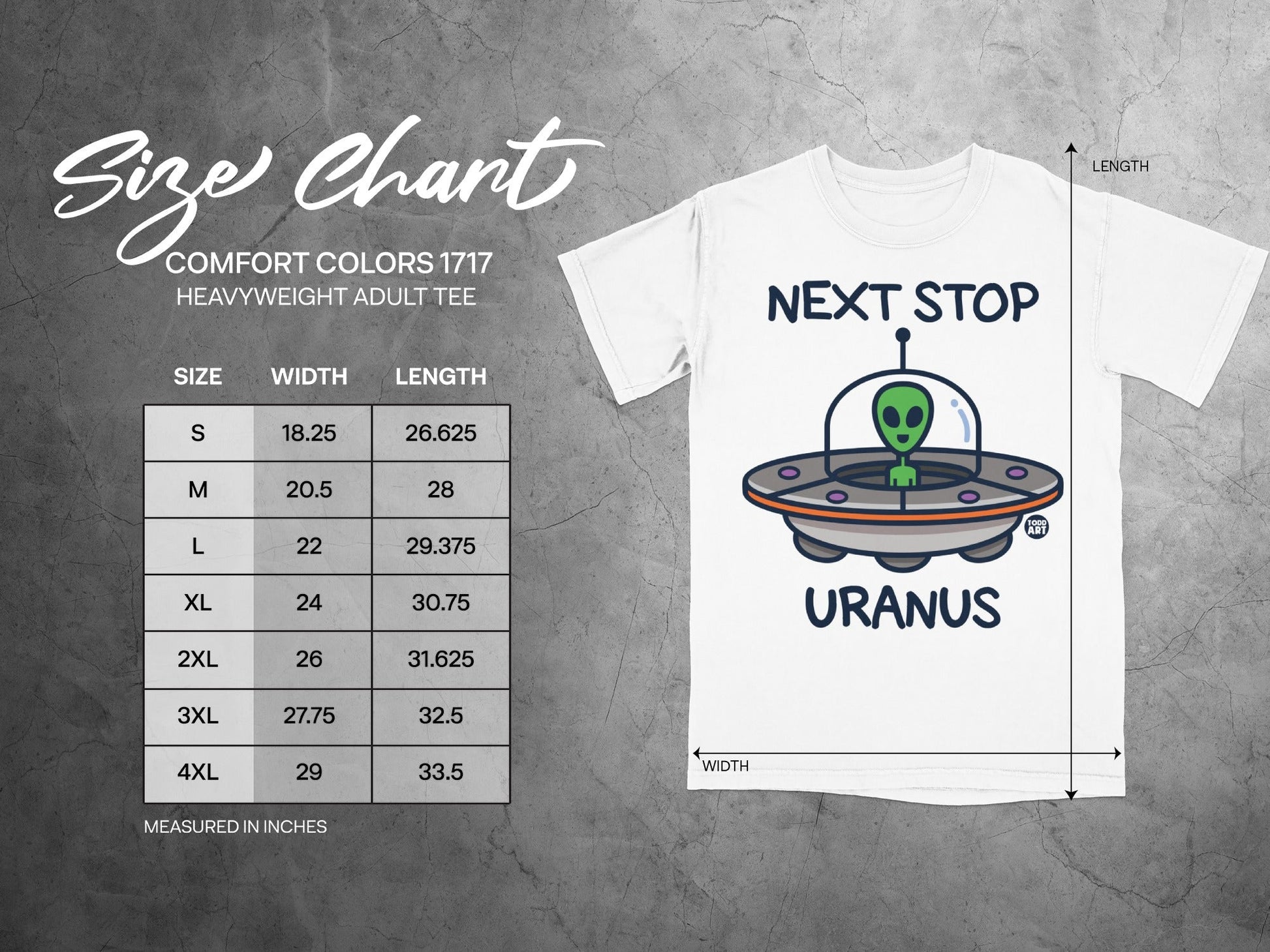 Next Stop Uranus Alien Spaceship Graphic Tee Shirt