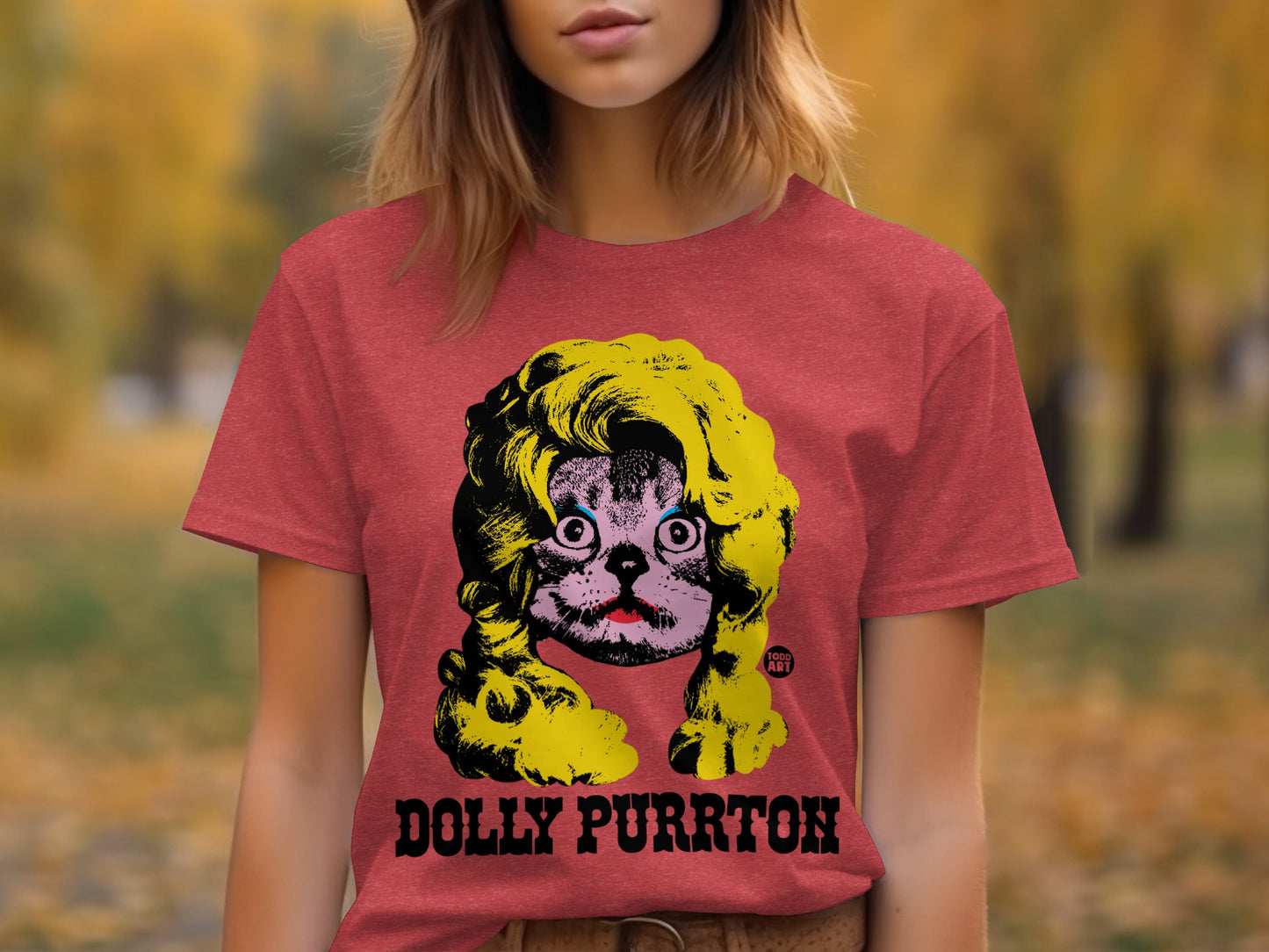 Dolly Purrton Cat Lover Graphic T-Shirt