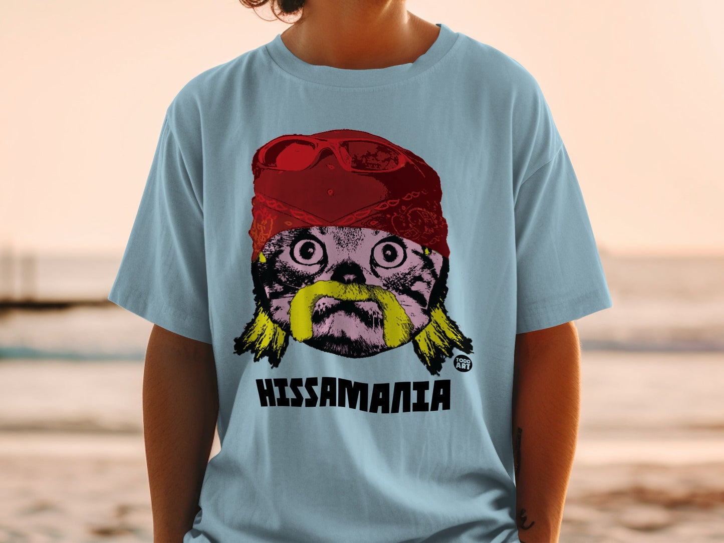 Hissamania Cat Wearing Bandana and Sunglasses T-shirt