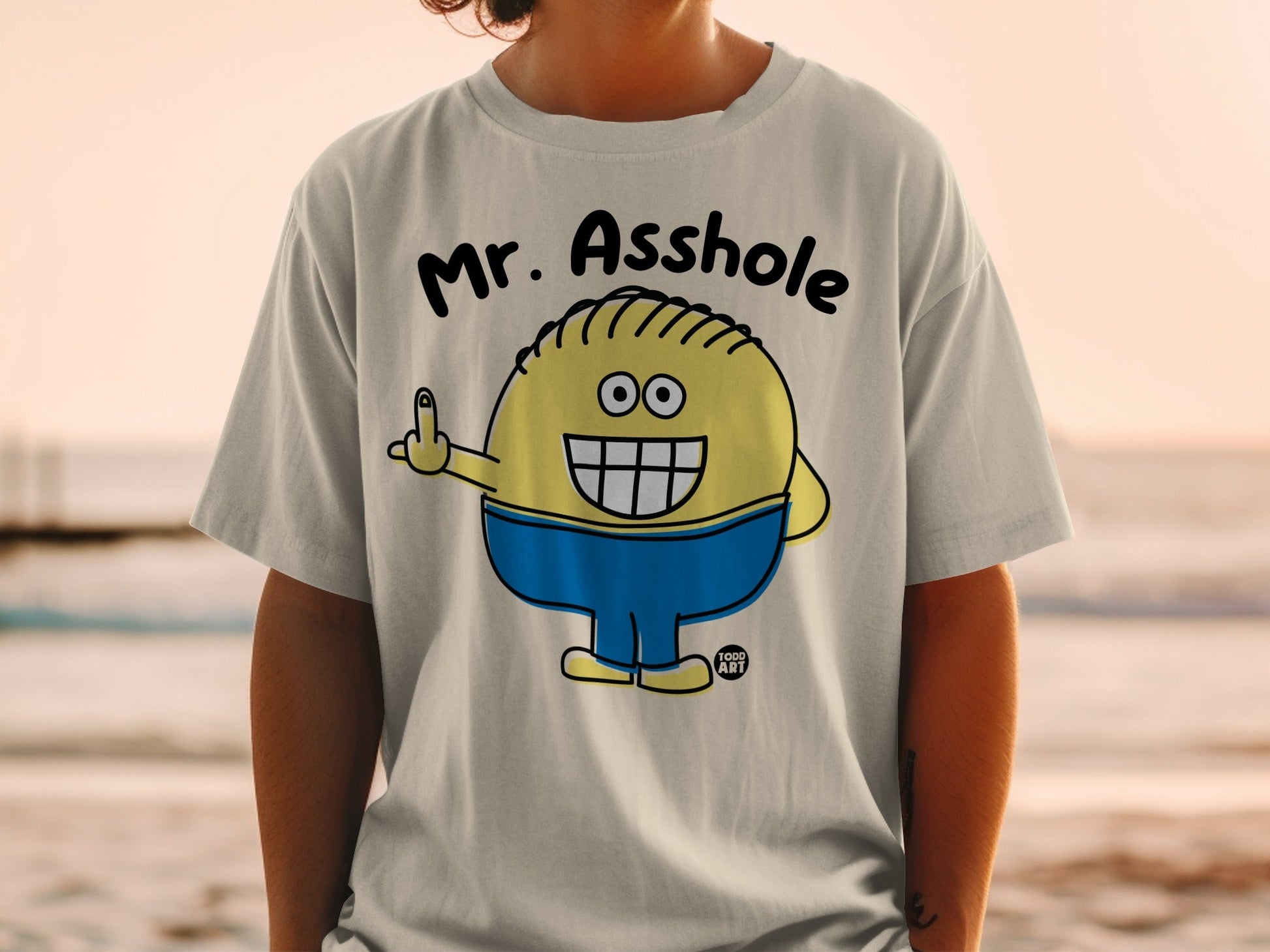 Funny Mr. Asshole Cartoon Graphic Printed T-Shirt