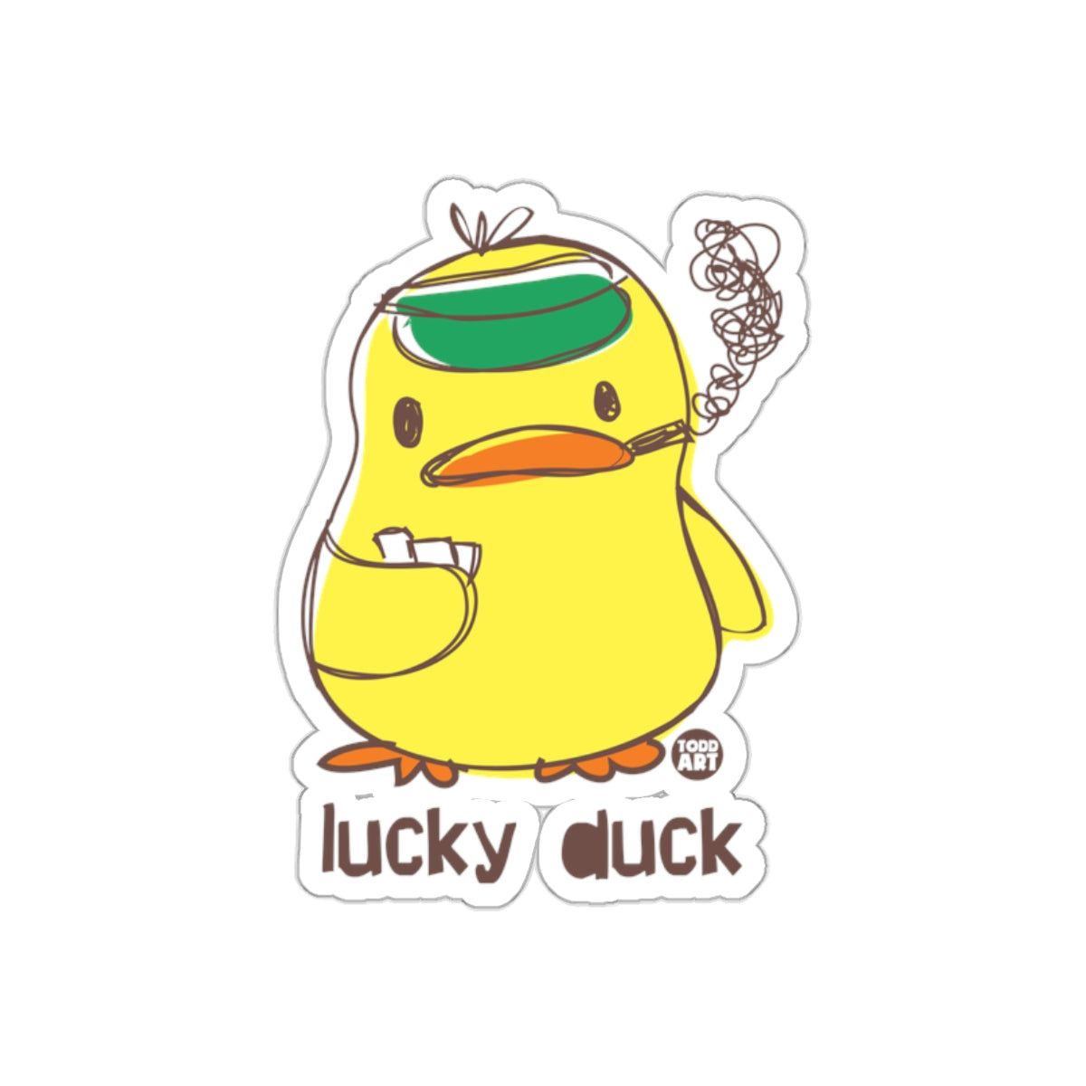 Todd Art Presents the Lucky Duck Smoking Drawing sticker