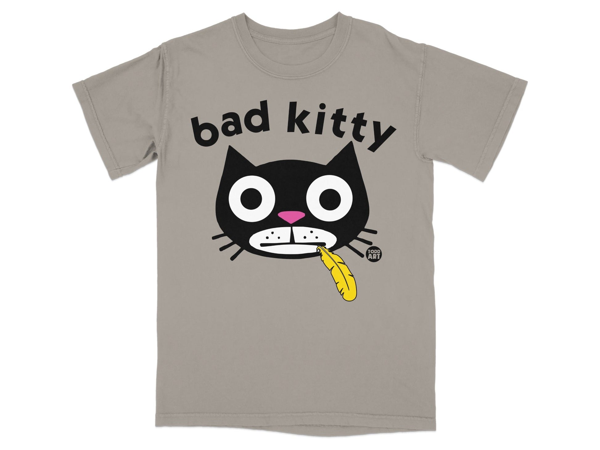Bad Kitty Black Cat Feather Graphic T-shirt