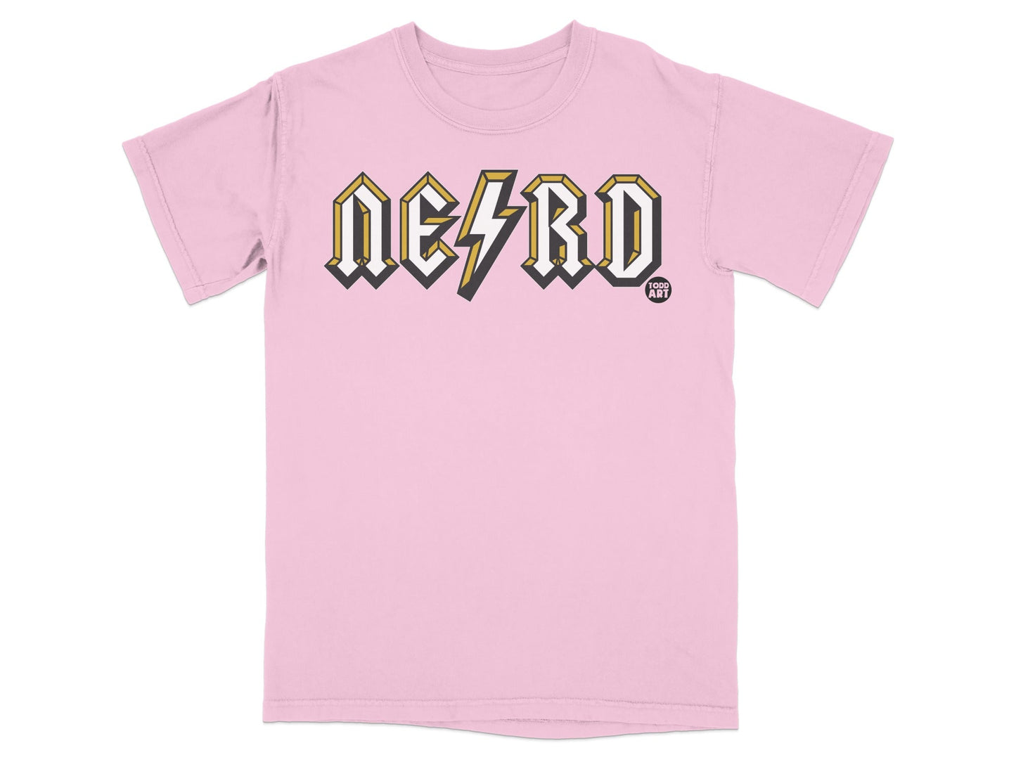 Pink t-shirt with "DEIRD" in block lettering and "FOOD ART" logo.