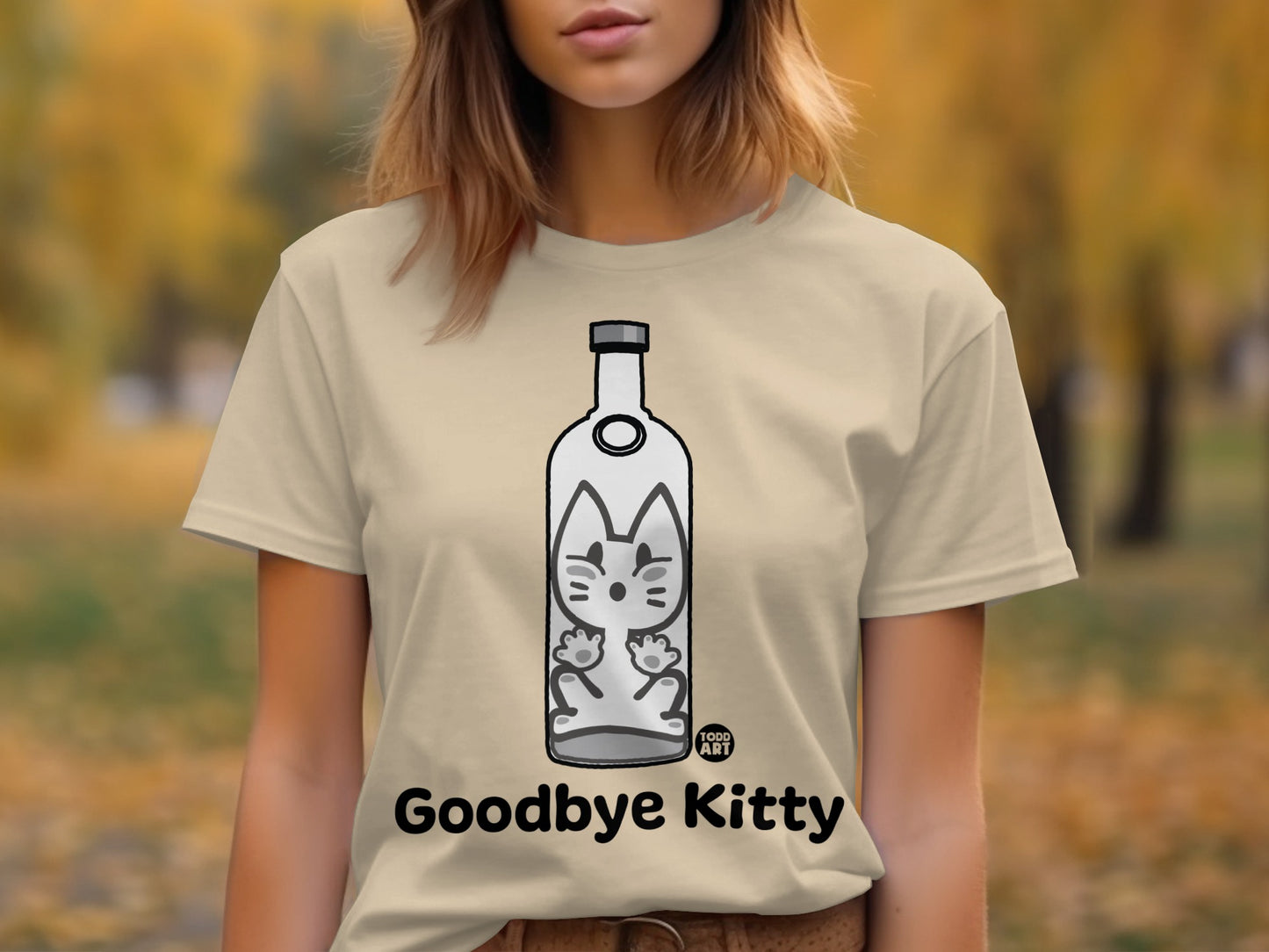Goodbye Kitty Bottle Graphic T-Shirt