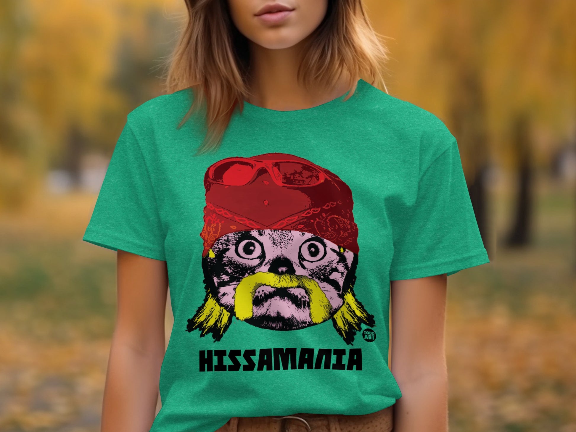 Hissamania Cat Graphic T-Shirt with Bandana Design