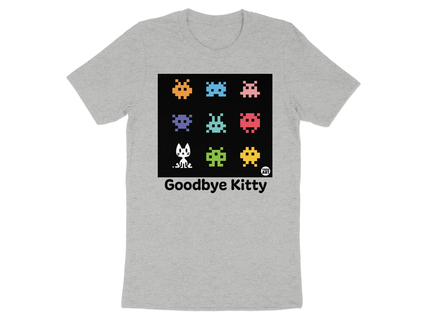 Goodbye Kitty Retro Pixel Art Design T-shirt