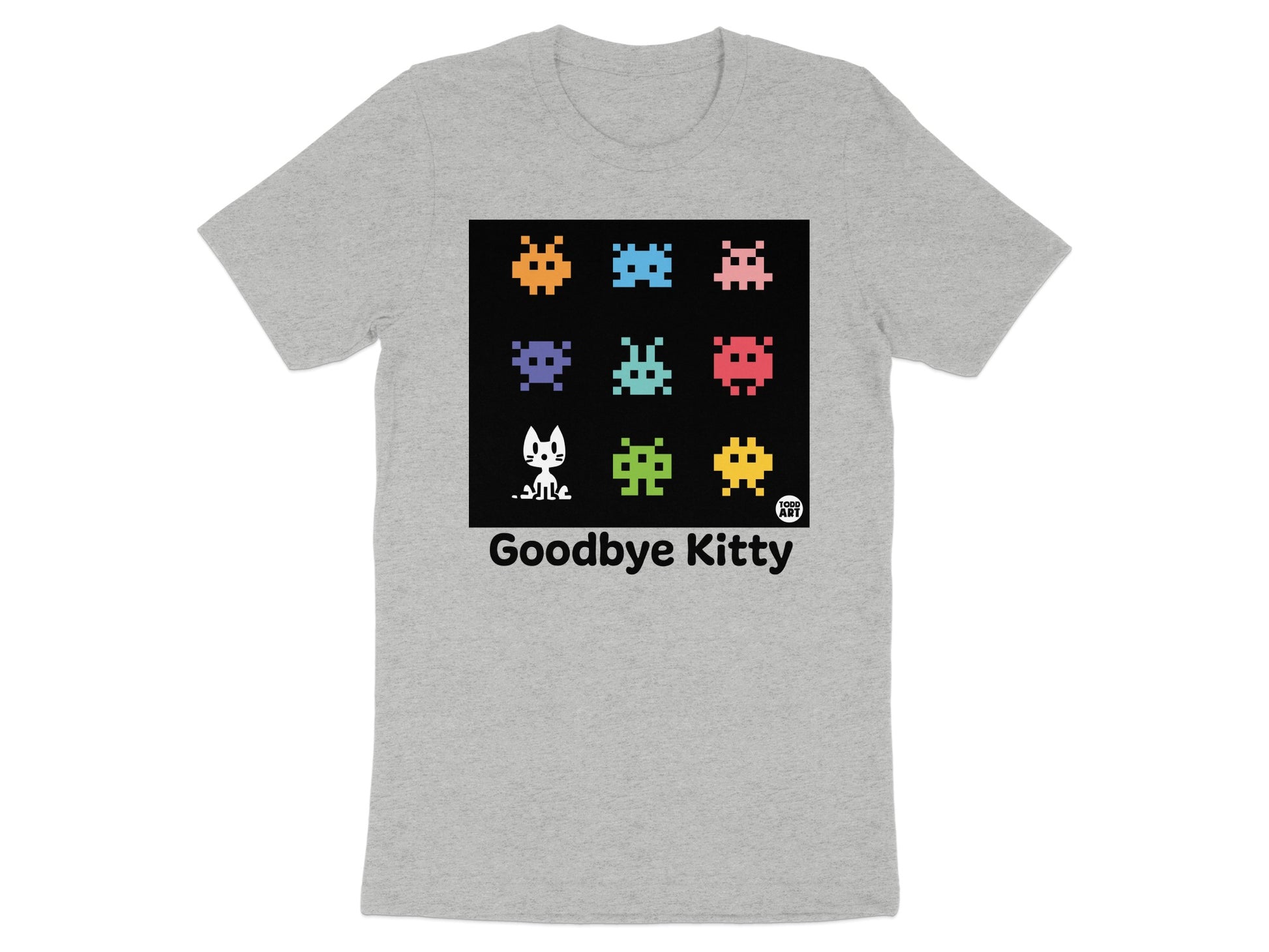 Goodbye Kitty Retro Pixel Art Design T-shirt