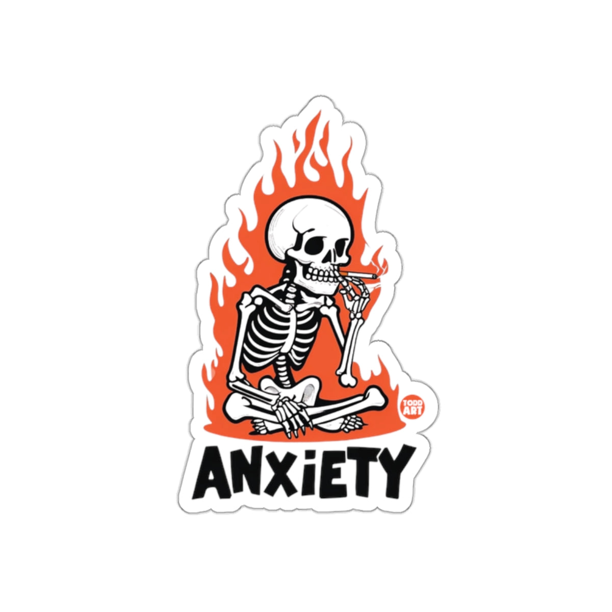 Skeleton Smoking Cigarette on Fire Anxiety Image sticker