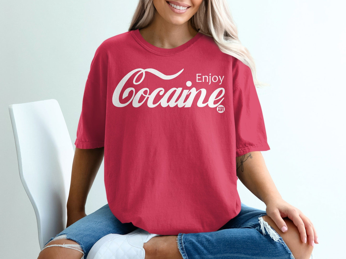 Enjoy Cocaine Graphic Tee Shirt Novelty Fashion Item