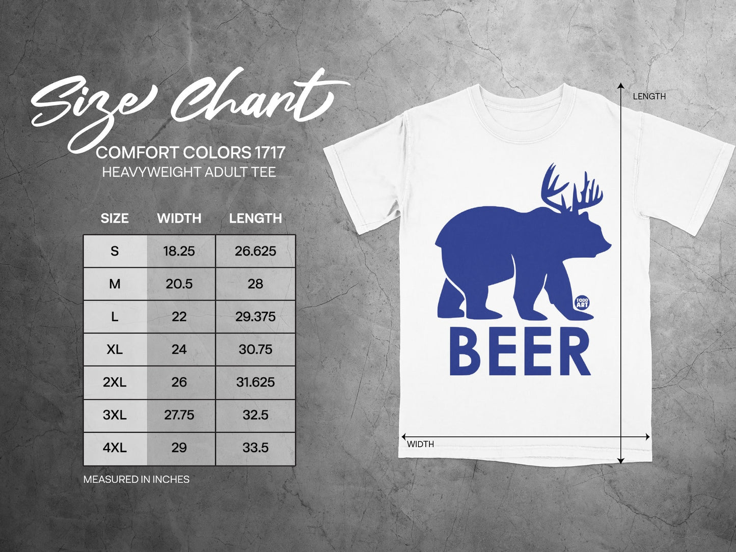 Comfort Colors 1717 Heavyweight Tee with Bear Beer Print