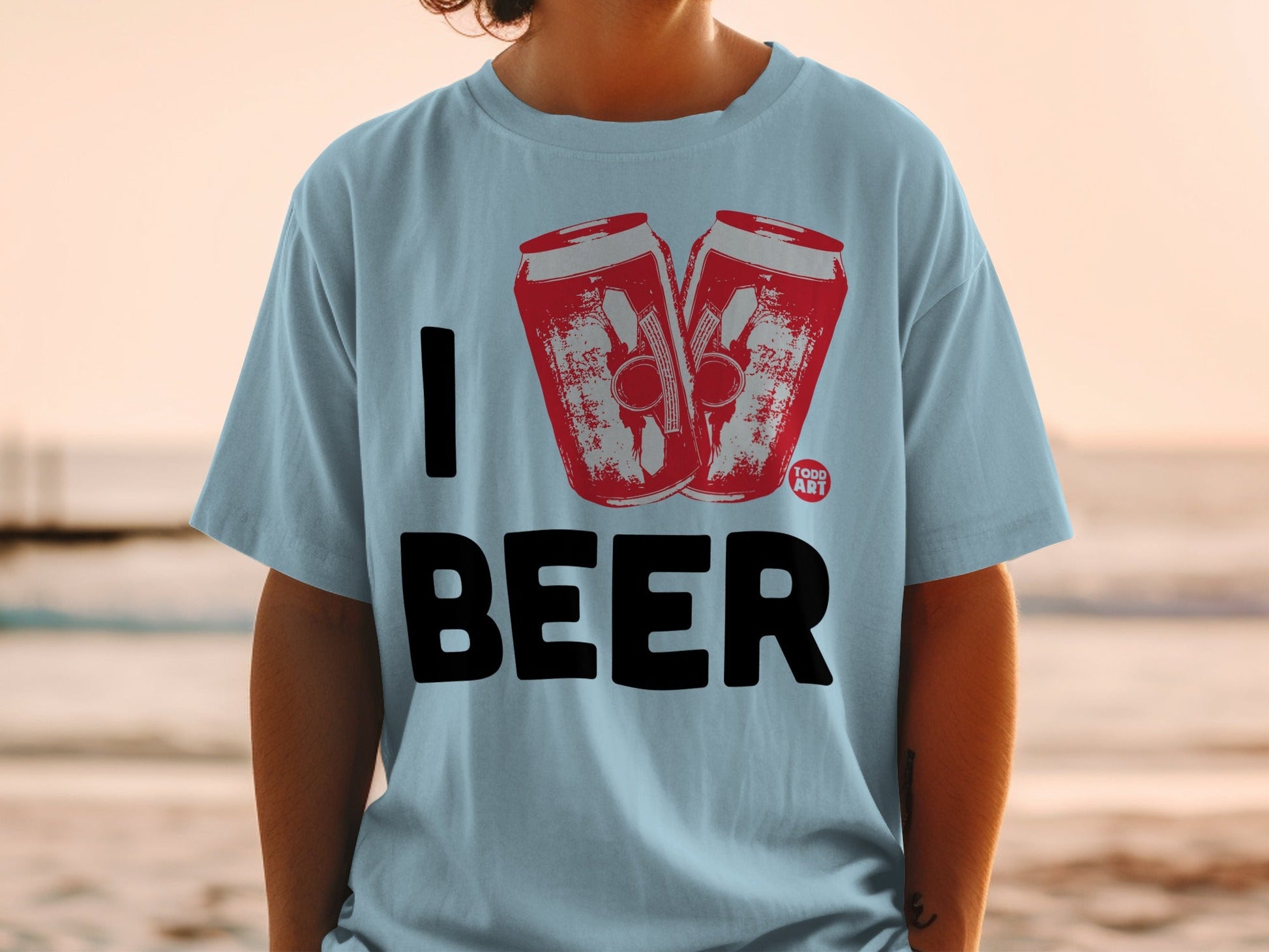 I Beer Shirt with Two Cans Graphic on You T-Shirt