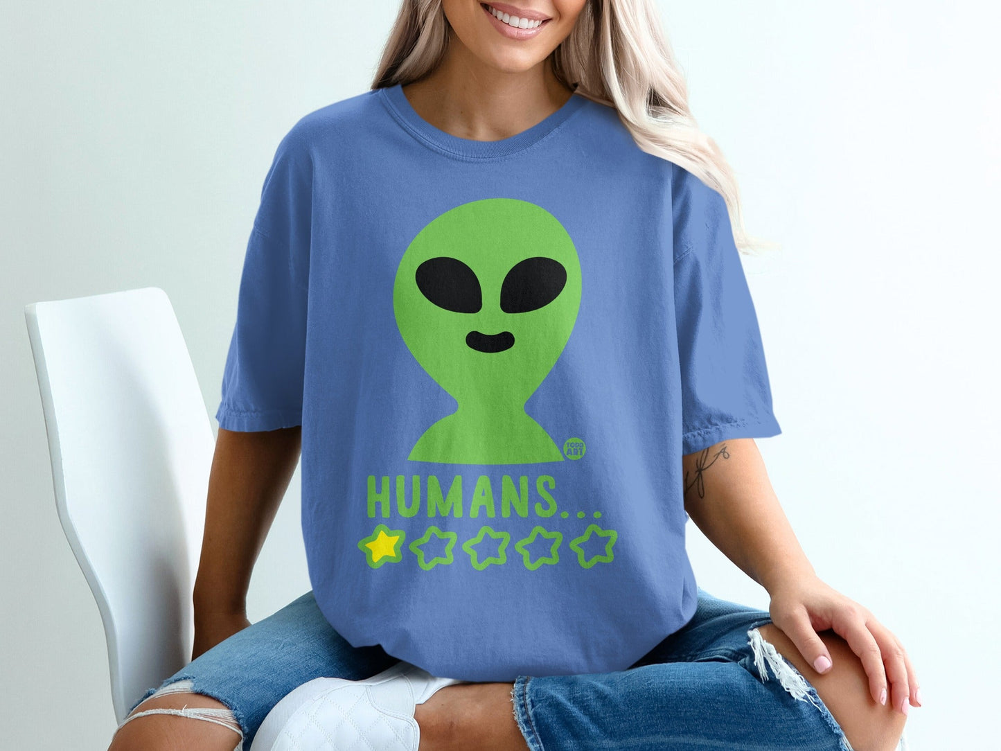Alien Humorous Humans Rating Graphic T-Shirt