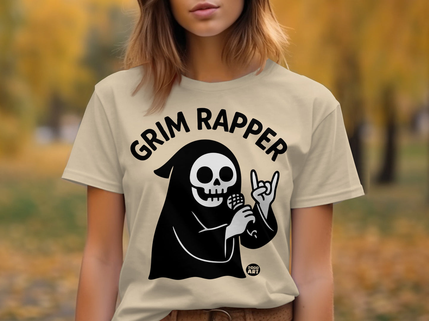 Grim Rapper Skeleton Reaper Graphic T-Shirt