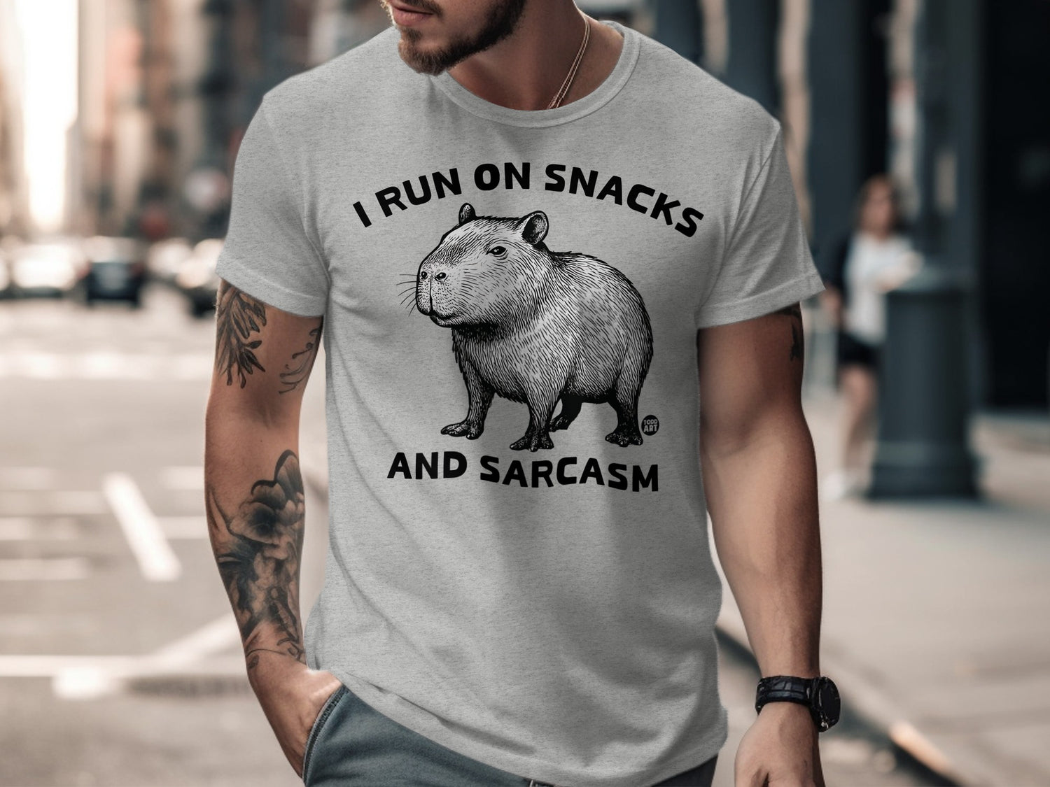 I Run On Snacks And Sarcasm Capybara Graphic T-shirt