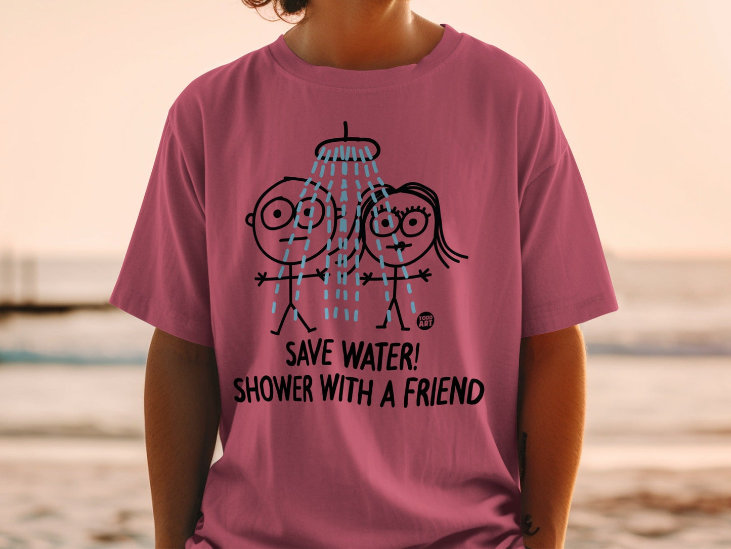 Save Water Shower With A Friend Cartoon Graphic T-Shirt