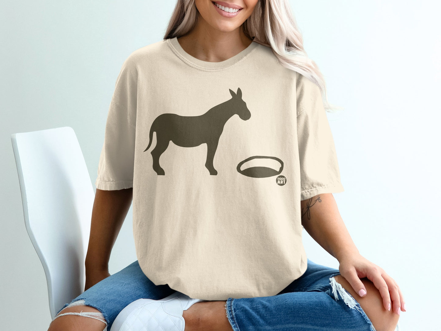 Donkey and Halo Graphic Printed Oversized T-shirt
