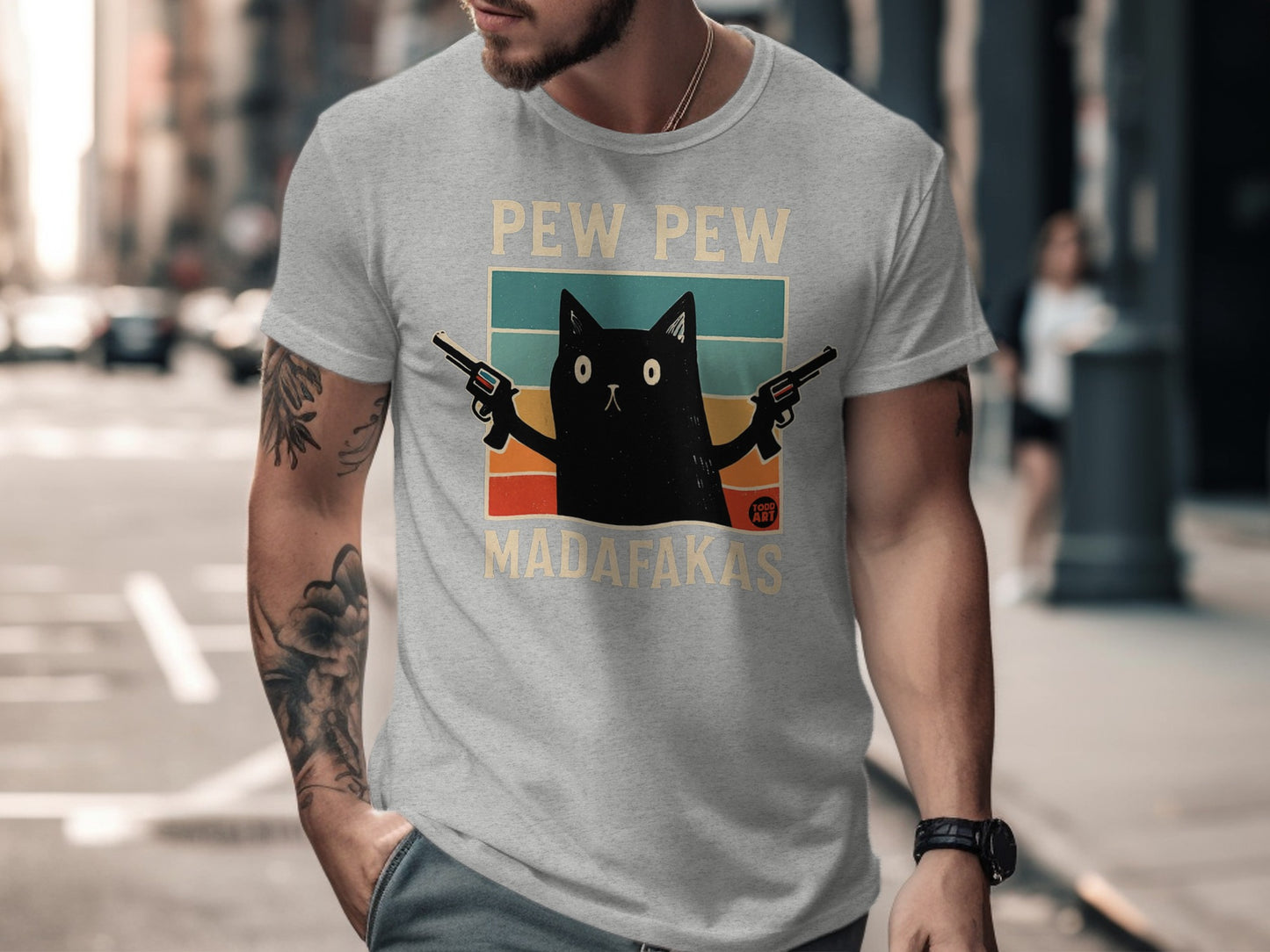 Pew Pew Madafakas Funny Cat Graphic T-shirt