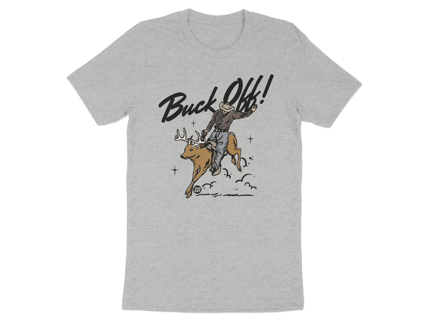 Buck Off! Cowboy Riding Deer Graphic T-Shirt