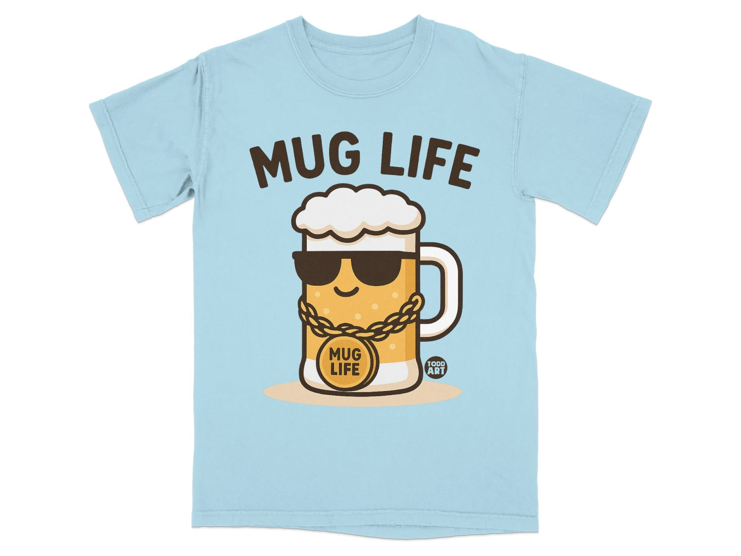 Funny Cartoon Mug Life Beer T-shirt Perfect Gift Idea
