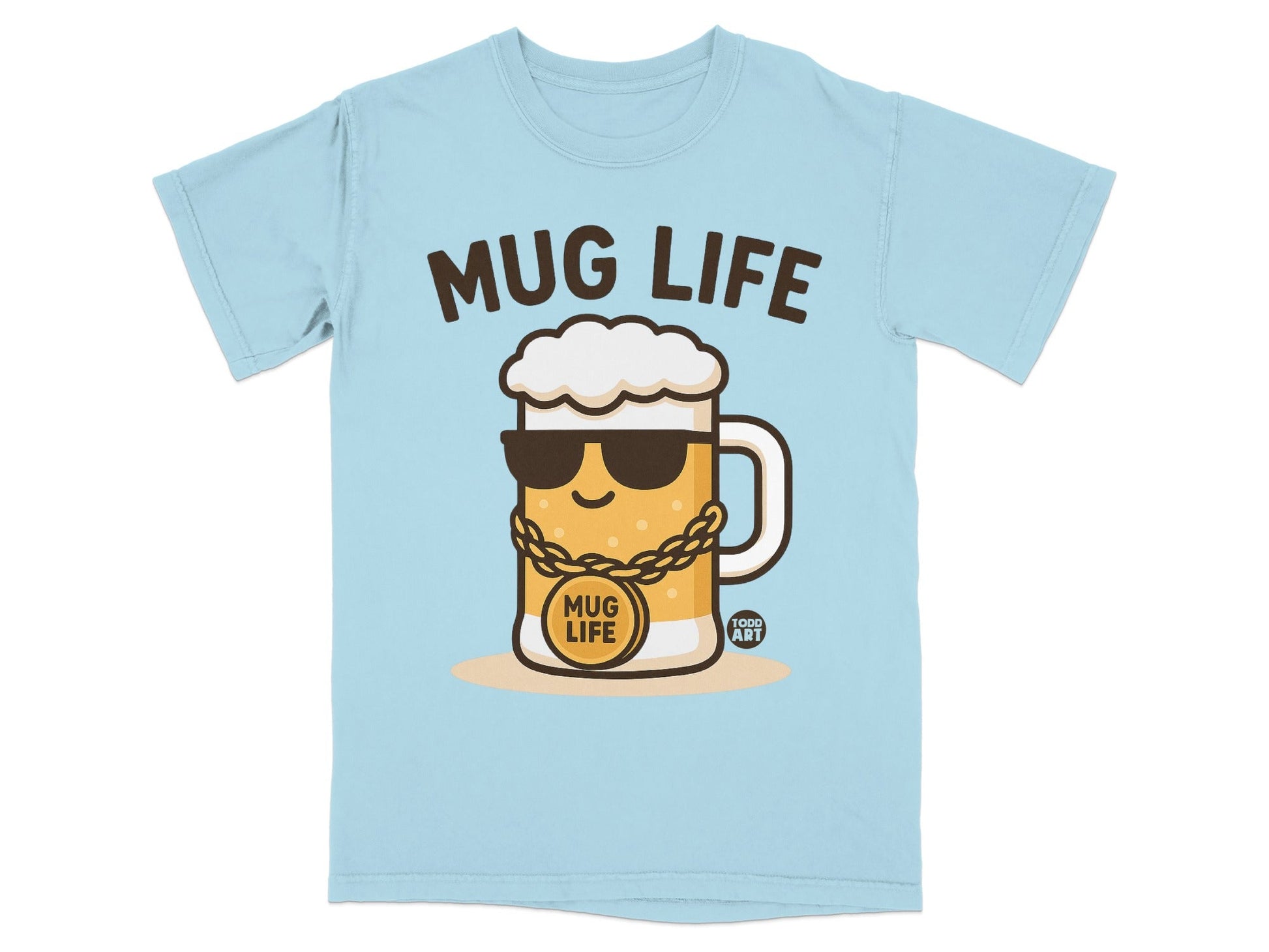 Funny Cartoon Mug Life Beer T-shirt Perfect Gift Idea