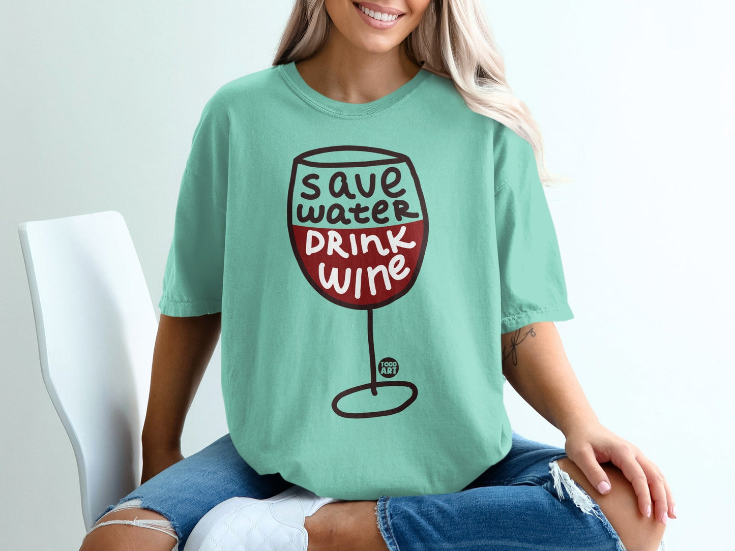 Save Water Drink Wine Graphic Tee Shirt Ideal For Any Occasion