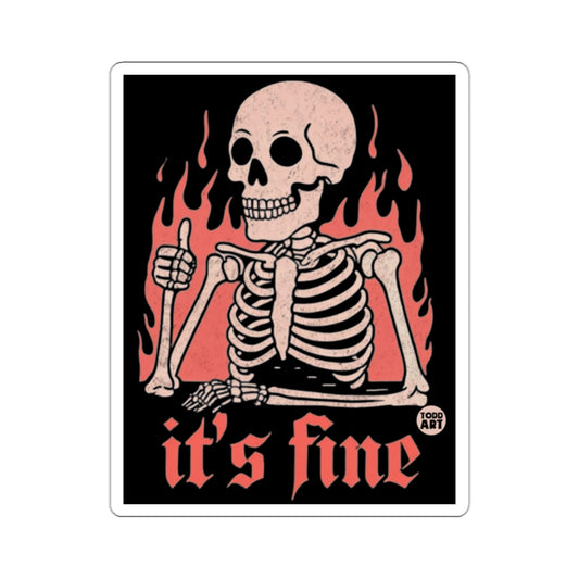 Skeleton Thumbs Up It's Fine Flames Humor 
