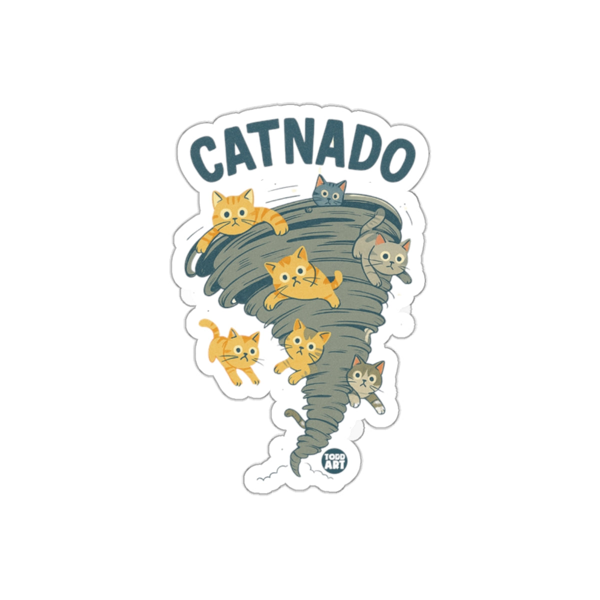 Catnado With Flying Felines Funny Cat Pun Design sticker