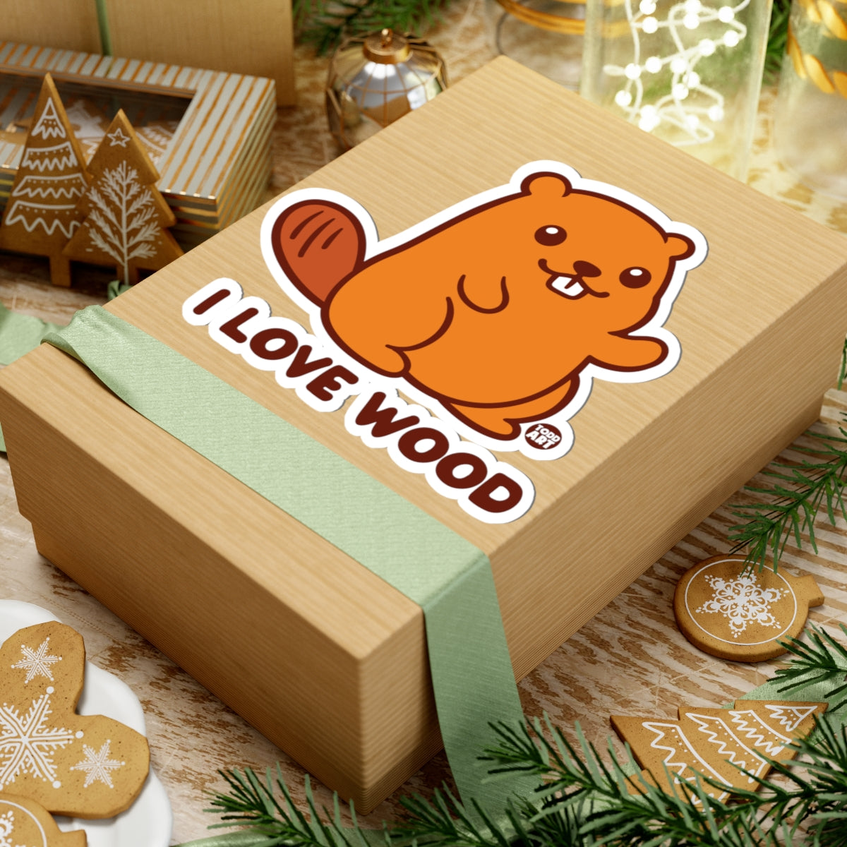 Happy BeaverTodd Art Sticker