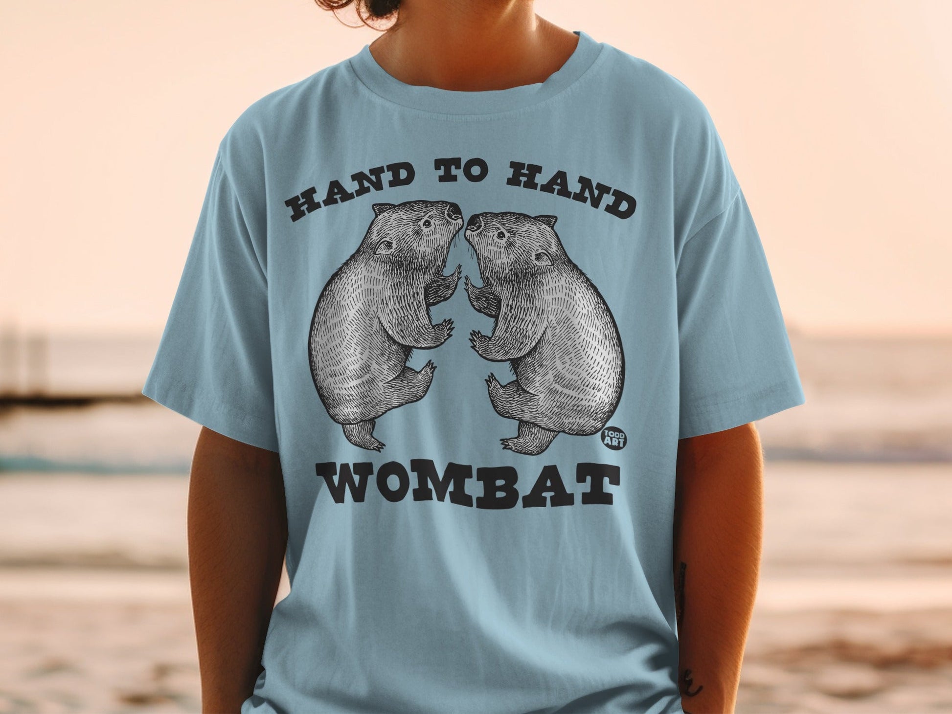 Hand To Hand Wombat Graphic Design Shirt
